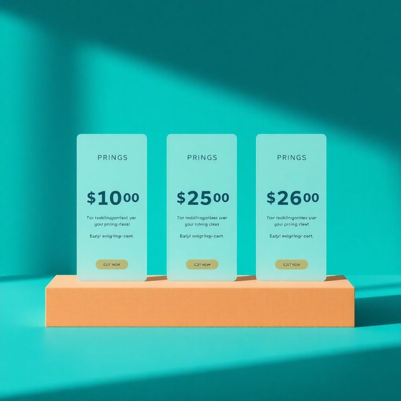 Tre carte tariffarie su sfondo gradiente teal